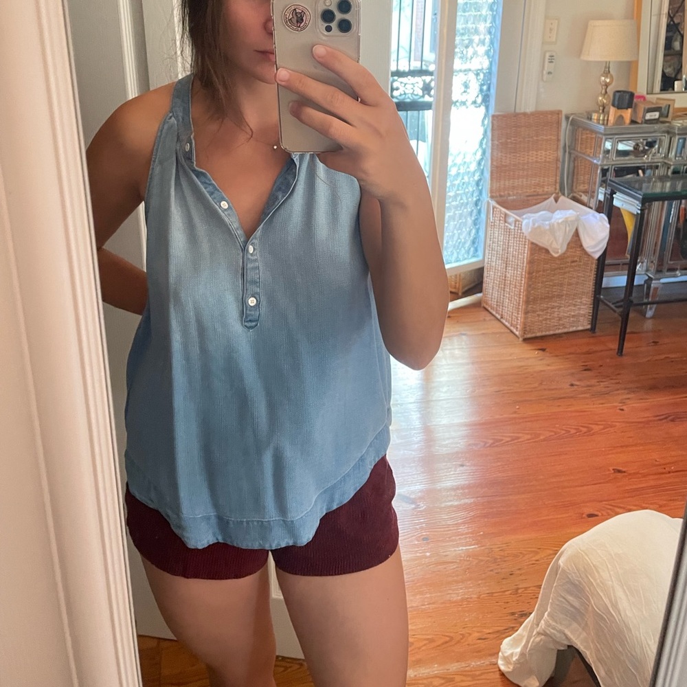 Denim flowy tank